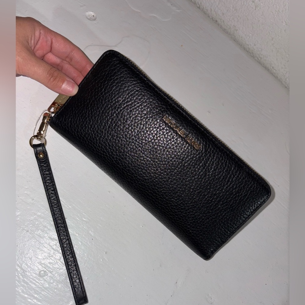 Michael Kors Black Pebbled Leather Wristlet